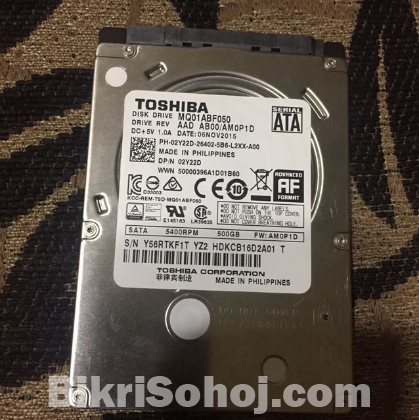 New Toshiba 500GB 5400RPM Laptop Hard disk
